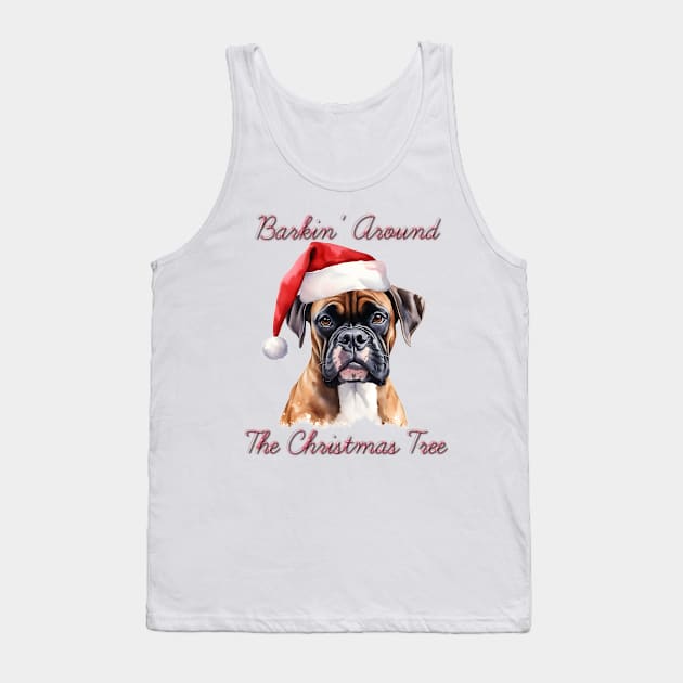 Christmas Boxer Dog in Santa Hat Tank Top by Pawsitive Curios